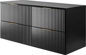 Szafka pod umywalkę, Czarny, 120 ( 2 x 60) x 57 x 46 cm, uchwyt złoty + Blat