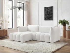 Biały narożnik z materiału bouclé (lewostronny/z szezlongiem) Azra – Bobochic Paris