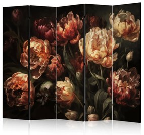Parawan akustyczny Kwiaty 225x172 cm 5-częściowy brązowy ARTGEIST B