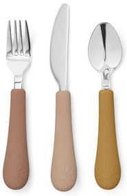 Sztućce dla dzieci z silikonu w kolorze ochry/ terakoty 3 szt. Tuscany Mix – Cam Cam Copenhagen
