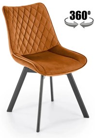 Krzesło tapicerowane K520 VELVET cynamonowe obracane HALMAR