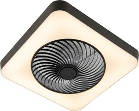 Inteligentny wentylator sufitowy kwadratowy czarny z diodą LED z możliwością ściemniania - Climo
