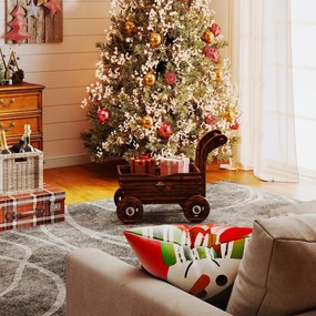 Outsunny Podwyższone łóżko drewniane, donica w formie wózka z 4 kołami i uchwytem, 68 x 38 x 52 cm | Aosom PL