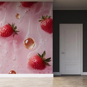 Fototapeta - Truskawki w bąbelkach (196x136 cm)
