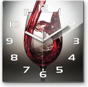 Zegar szklany kwadratowy Czerwone wino