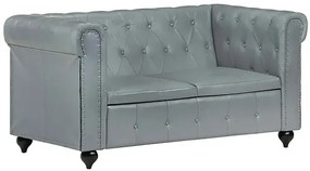 Skórzana 2-osobowa szara sofa w stylu Chesterfield - Clementine 2Q