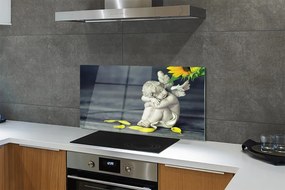 Panel Kuchenny Szklany Śpiący Aniołek w Słonecznikach