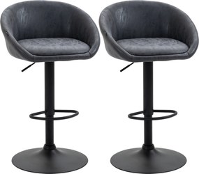 HOMCOM 2 szt krzesła barowe regulowane obrotowe 360 stopni Szare Nowoczesne i funkcjonalne | Aosom PL