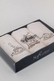 Ręczniki kuchenne COFFEE, 3 szt Śmietankowy