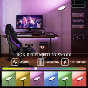 HOMCOM Lampa stojąca RGB Uplighter, ściemnialna z pilotem i sterowaniem dotykowym, obracana głowica 350°, czarna | Aosom PL