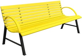 Żółta ławka ogrodowa z oparciem 130 cm  E9-Z76