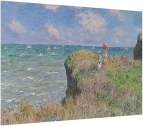 Obraz na szkle - Claude Monet, Cliff Walk at Pourville, reprodukcje (70x50 cm)