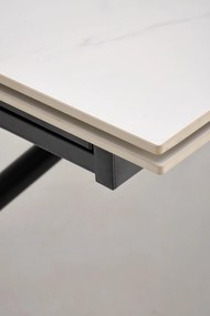 Stół do Jadalni rozkładany spiek biały marmur czarne nogi 160-220/90/75 VITORINO