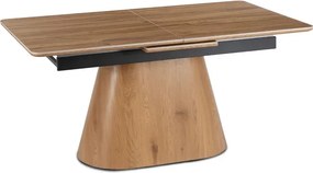 Zestaw Stół Rozkładany Ceramiczny LIZBONA 160-200 cm Dąb i 4 Krzesła ORBI Czarne/Dąb