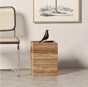 Stolik pomocniczy z trawertynu – orzech – Crow Low