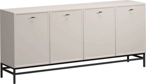 Komoda Lorini 200 cm czterodrzwiowa - kaszmir / czarne uchwyty T-bar / stelaż