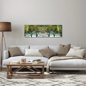 Obraz - Jelenie w zielonym lesie (z zegarem) (90x30 cm)
