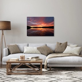 Obraz na szkle - Zachód słońca nad jeziorem (70x50 cm)