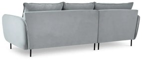 Jasnoszara narożna aksamitna sofa lewostronna Cosmopolitan Design Vienna