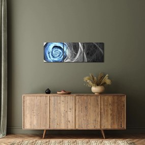 Obraz - Abstrakcyjny niebieski róż (z zegarem) (90x30 cm)