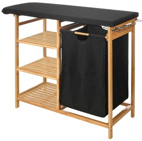 Bambusowa szafka z deską do prasowania i koszem na pranie BAMY, 111 x 34 x 82 cm