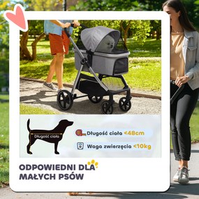 Outsunny Wózek dla Psa 2w1 Torba Transportowa Składany Szary do 20kg | Aosom PL