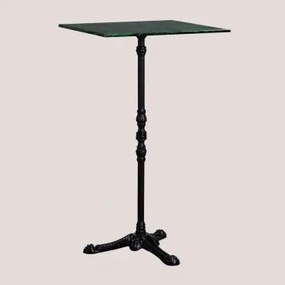 Wysoki Stół Barowy Z Marmuru Roma Zielony Marmur & Cuadrado & Czarny - Sklum