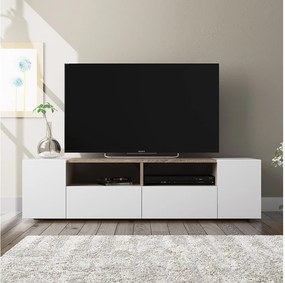 Kolumna RTV Tania 4-drzwiowa kolor biały i dąb, 138 cm (szerokość)