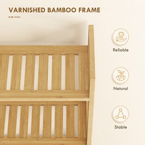 kleankin Regał łazienkowy Regał na toaletę, 3 półki, wodoodporny, 68 cm x 20 cm x 165 cm, Naturalny