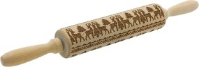 Toro Drewniany wałek z dekorem Renifer, 38  cm