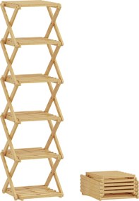 HOMCOM Regał na buty, składany stojak z 6 poziomami z bambusa, dla maks. 9 par butów, 30 x 29 x 108 cm, naturalny | Aosom PL