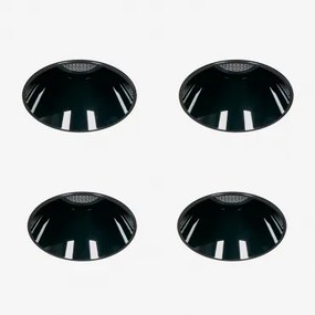 Pack 4 Wpuszczanych Downlightów Led Bezramkowych Trimless, Okrągłych Ø6,8 Cm, Wykonanych Z Aluminium Luisiana Czarna & 38º & Biały Neutralny 3500k & 1