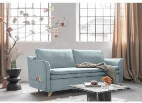 Jasnoniebieska aksamitna rozkładana sofa 225 cm Charming Charlie – Miuform