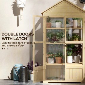 Outsunny Szklarnia z Półką, przezroczysta Obudowa, Okno dachowe, zamykane Drzwi, Akrylowa, Ramka z Drewna, 100x56,5x178 cm