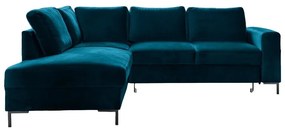 Turkusowy aksamitny rozkładany narożnik (lewostronny) Lofty Lilly – Miuform
