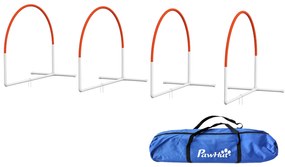 PawHut Zestaw do Agility dla Psów, 4-częściowy, w zestawie torba, Plastik, 89x69x99 cm, Biały+Pomarańczowy