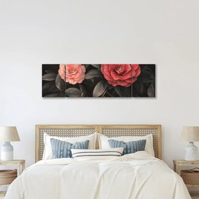 Obraz - Czerwone kwiaty na ciemnym tle (170x50 cm)