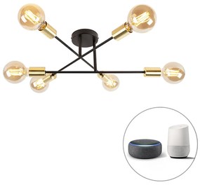 Inteligentna lampa sufitowa czarna ze złotem 6-świateł w tym Wifi G95 - SydneyPrzemysłowy Oswietlenie wewnetrzne