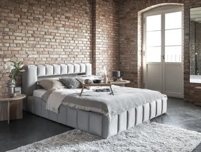 Łóżko tapicerowane LAMICA VELVET 160x200 jasnoszare z pojemnikiem ELTAP