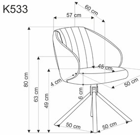 Krzesło tapicerowane K533 szare/czarne obracane HALMAR