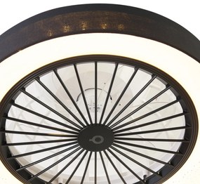 Czarny Wentylator sufitowy z lampą z efektem gwiazdy 47 cm z LED, ściemnialny, z pilotem - Emily Nowoczesny Oswietlenie wewnetrzne