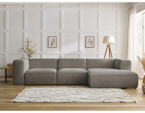 Szarobrązowy narożnik z materiału bouclé (prawostronny) Zephyr – Bobochic Paris