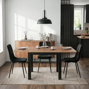 Stół Kwadratowy Rozkładany MAX 80-160 cm Dąb Craft/Czarny Loft