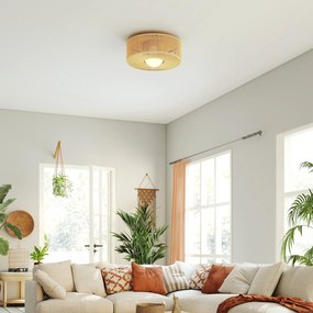 HOMCOM Lampa sufitowa, wisząca lampa boho z oprawką G9 LED, abażur ze sznurka konopnego okrągły