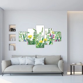 Obraz - Malowane kwiaty łąkowe (125x70 cm)