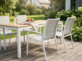Krzesło ogrodowe aluminiowe białe 56x65x88cm komfortowe wytrzymałe tarasowe