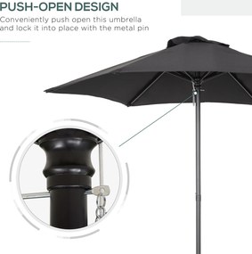 Outsunny Parasol Ø196 cm, Parasol z Funkcją Nachylenia, Sześciokątny Parasol Balkonowy do Plaży Balkonu Ogrodu, Czarny