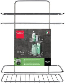 Wisząca stalowa półka łazienkowa w kolorze srebra z połyskiem bez wiercenia Luxy – Metaltex