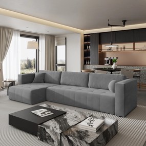 Masseno Narożnik OLVERA z funkcją spania i pojemnikiem na pościel Narozniki L, Rozkładana sofa - Szary, KRONOS 15