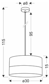 Czarna lampa wisząca z tekstylnym kloszem ø 30 cm Porto – Candellux Lighting